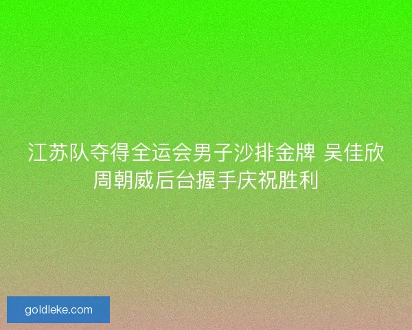 江苏队夺得全运会男子沙排金牌 吴佳欣周朝威后台握手庆祝胜利